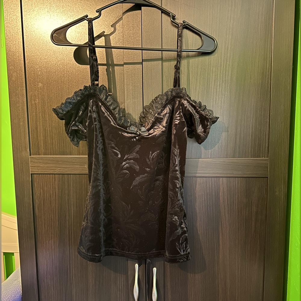 Corset back velvet tank top